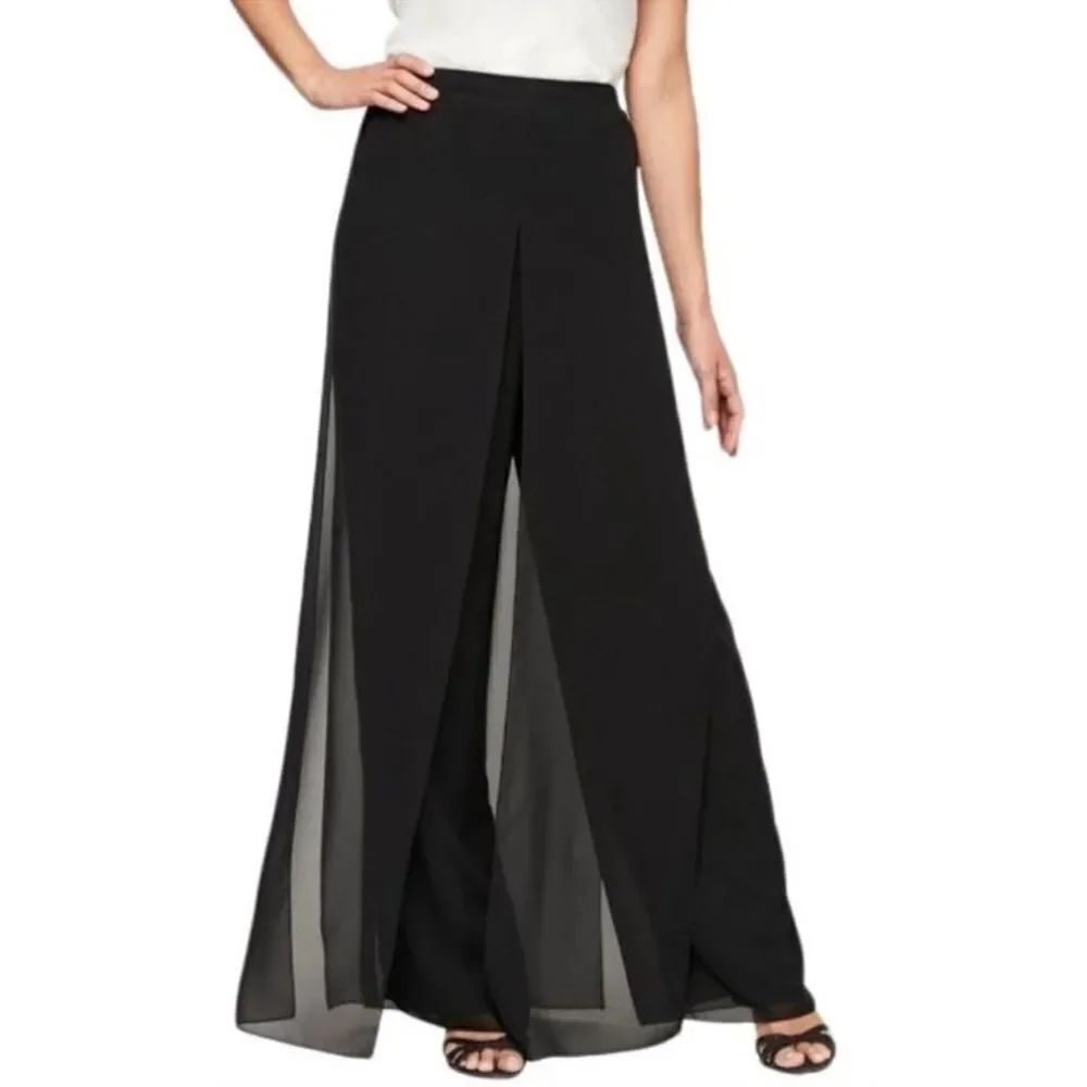 J.R. Nites By Caliendo Black Wide-Leg High Rise Pants Size 8